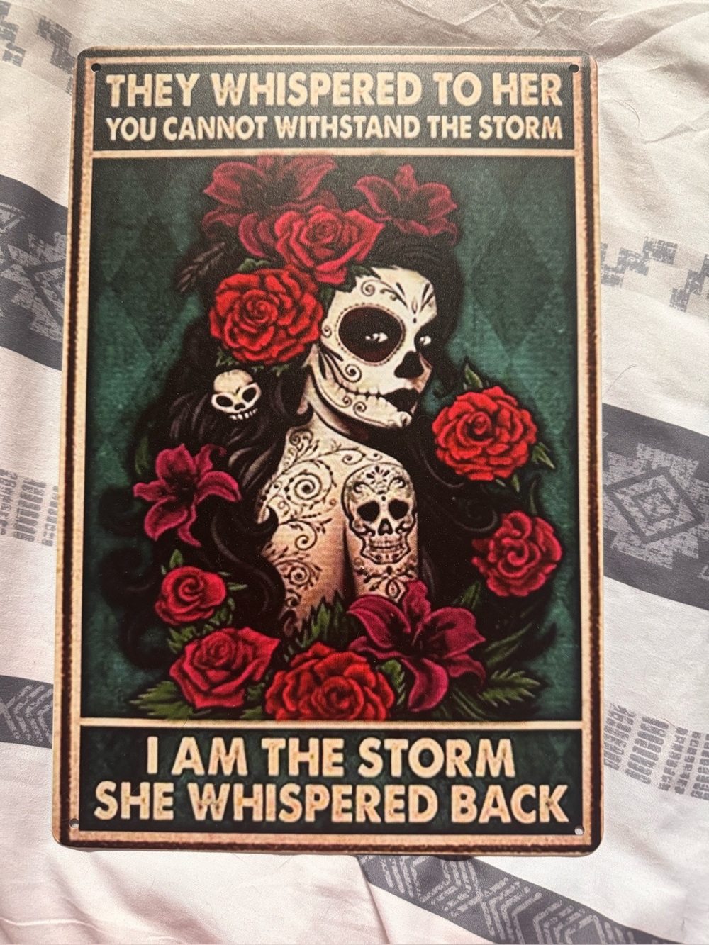 Skull metal sign